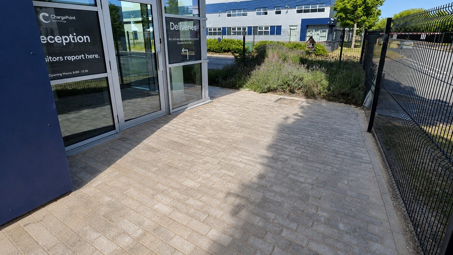 Reinstated block paving following drainage repairs